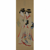 美人画　「隅田川」　宝月 美人画（歌川豊国 美人画）