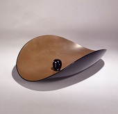 Large Oval Bowl with a Container in Silver maki-e Inside