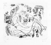 瑛九・銅版画 「SCALE IV」より 131.女と猫