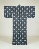 Kimono, Kurume-kasuri cotton, flower and diamond pattern