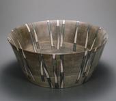 Bowl, bamboo design on cloth pressed ground