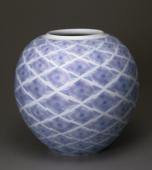 Jar, pattern applied in a cloth process, mat glaze