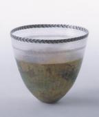 Rainbow-colored bowl with chevron patterns